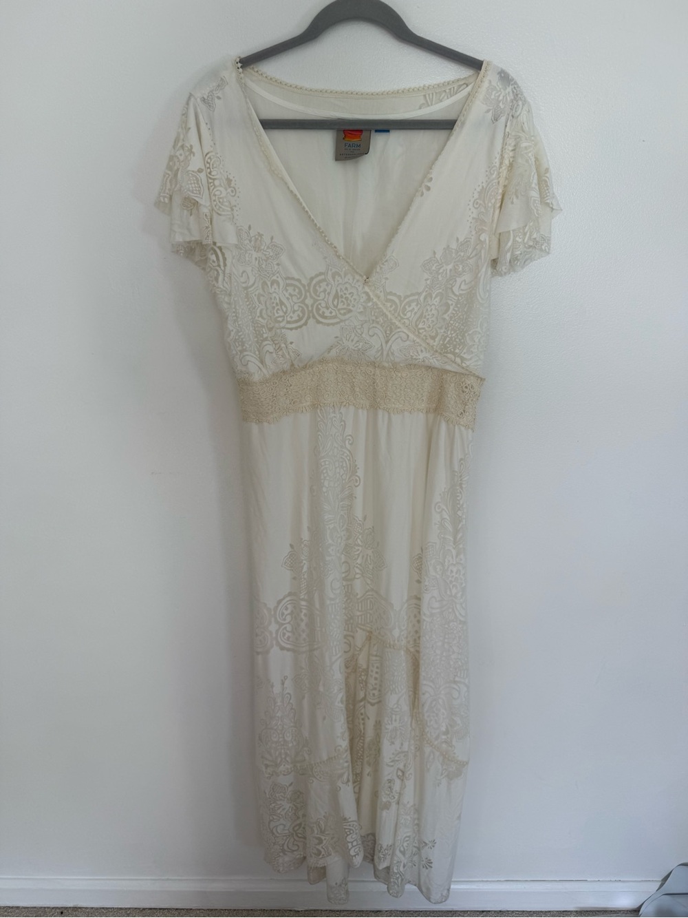 Farm Rio Dress Gerty Maxi Lace in Ivory White - Picture 5 of 8